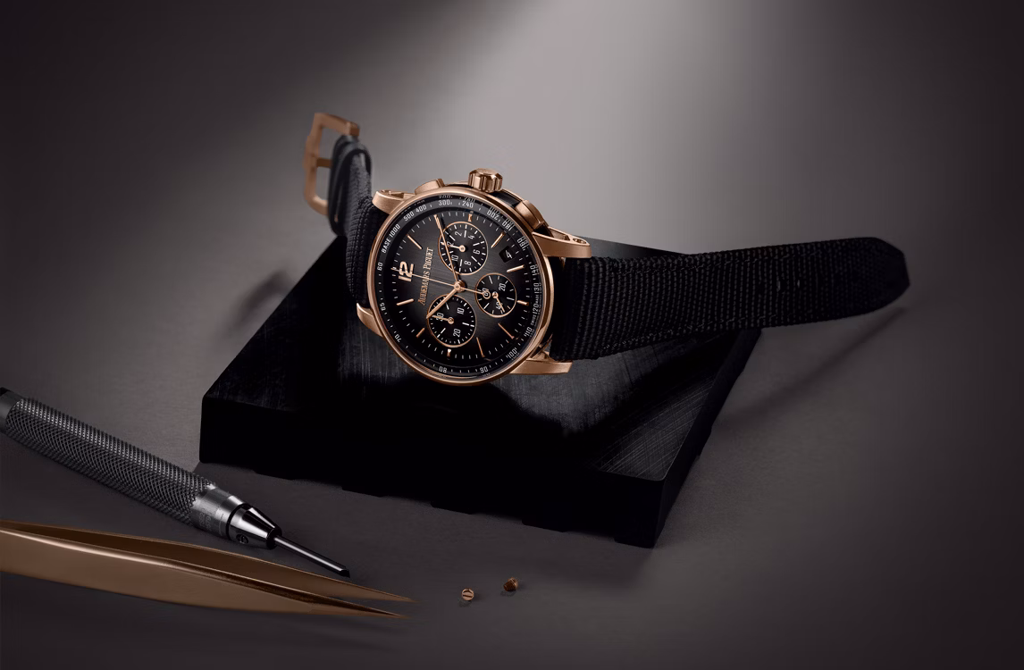 Savoir faire shoot of Code 11.59 by Audemars Piguet Selfwinding Chronograph watches.