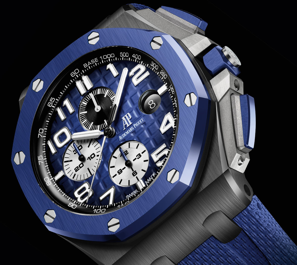 Gros plan d’une montre Royal Oak Offshore Chronographe Automatique.