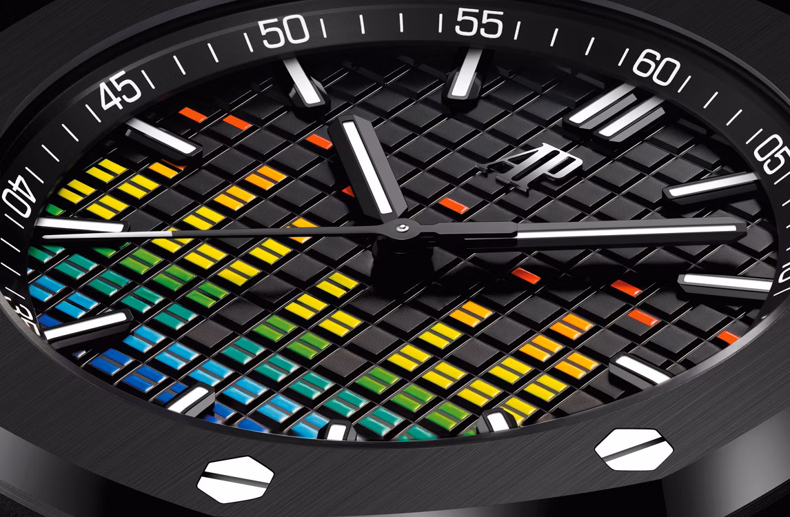 Vista de cerca de una esfera Royal Oak Offshore Edición Musical