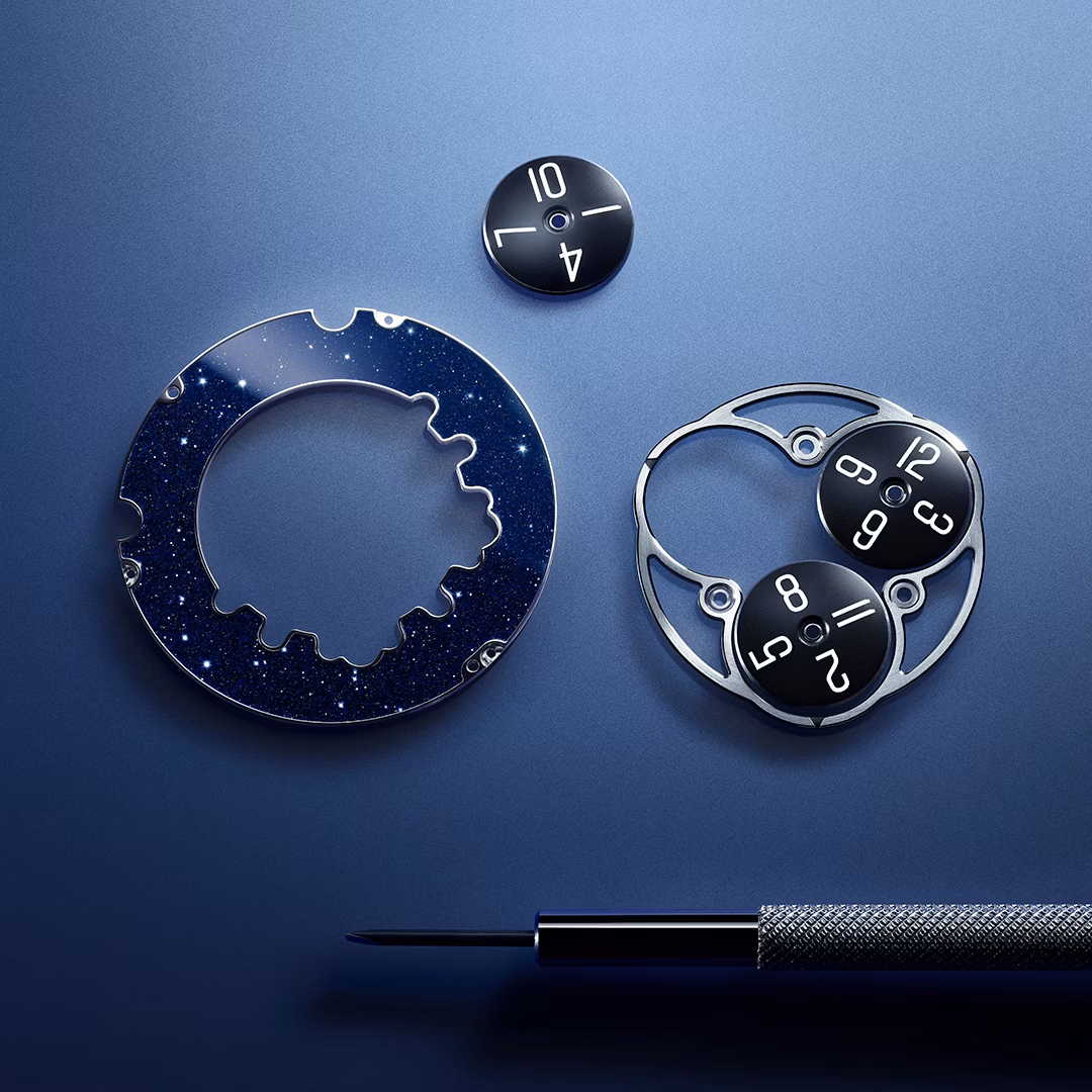 "Seek Beyond" Audemars Piguet campaign: Components of the Code 11.59 by Audemars Piguet Starwheel watch.