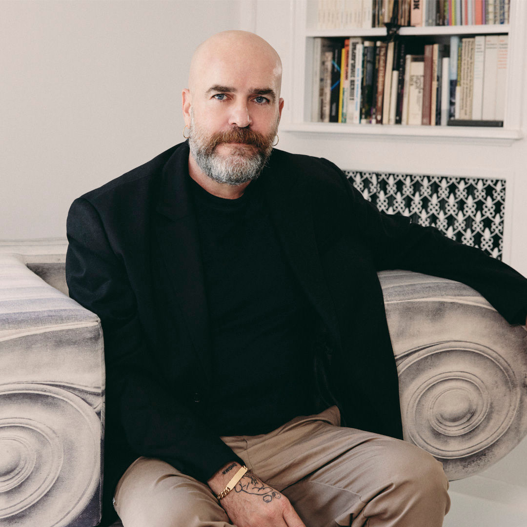 Andreas Angelidakis in his studio