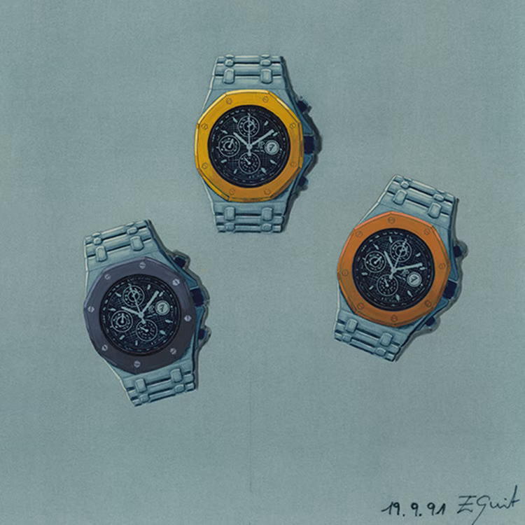 1991. Originalentwurf der Royal Oak Offshore von Emmanuel Gueit.