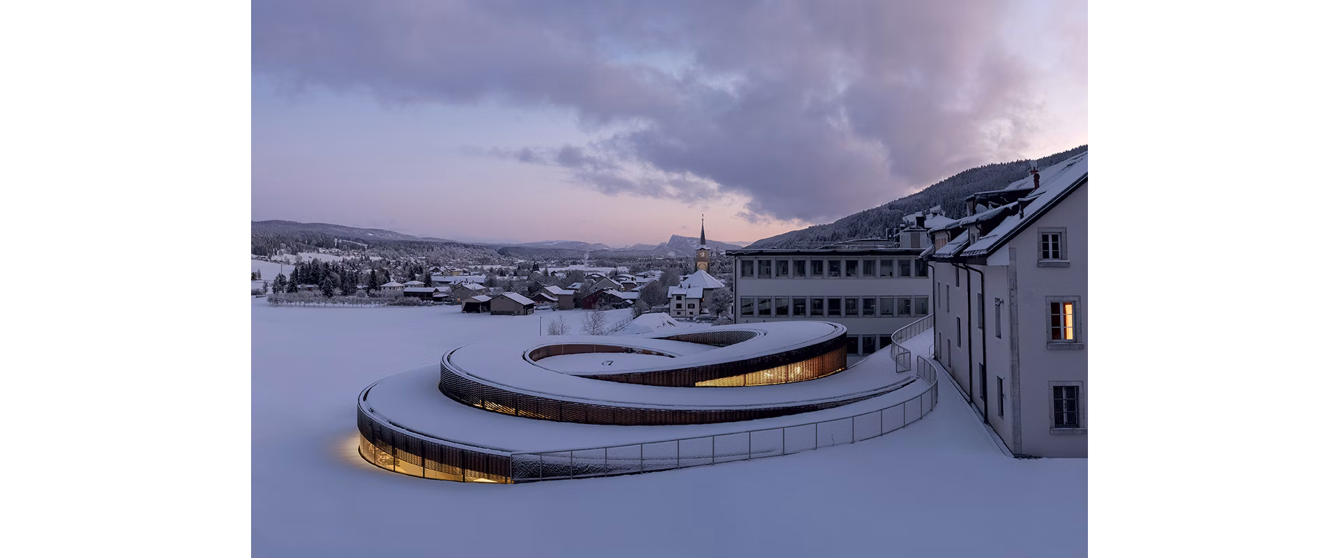 The museum Musée Atelier Audemars Piguet in winter in Le Brassus, Switzerland.