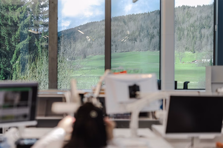 Workshop with view of the countryside
