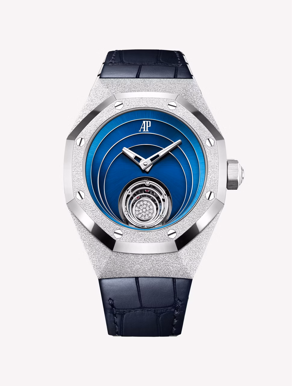 皇家橡樹概念系列霜金飛行陀飛輪腕錶特寫