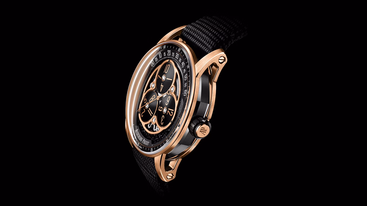 Close up of a Code 11.59 by Audemars Piguet watch.