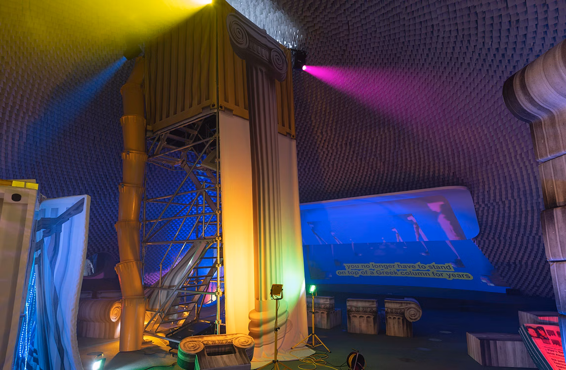 A glimpse of Andreas Angelidakis's project at Espace Niemeyer