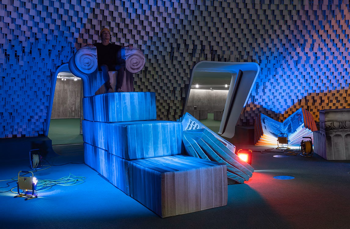 A glimpse of Andreas Angelidakis's project at Espace Niemeyer