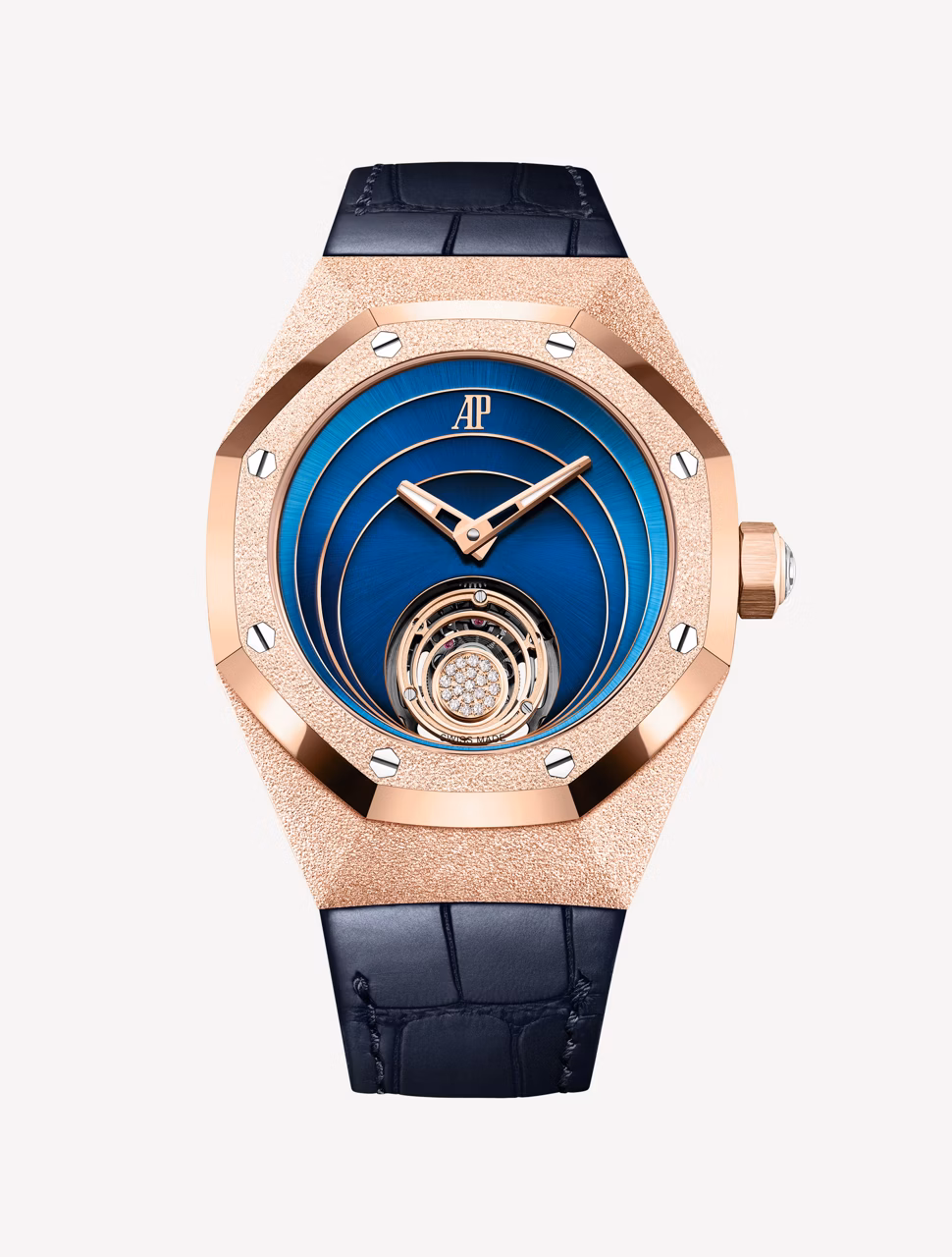 皇家橡樹概念系列霜金飛行陀飛輪腕錶特寫