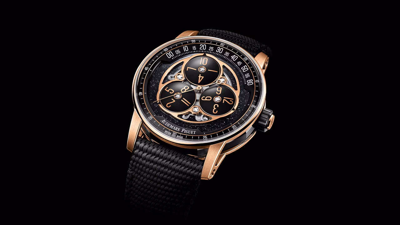 Close up of a Code 11.59 by Audemars Piguet watch.