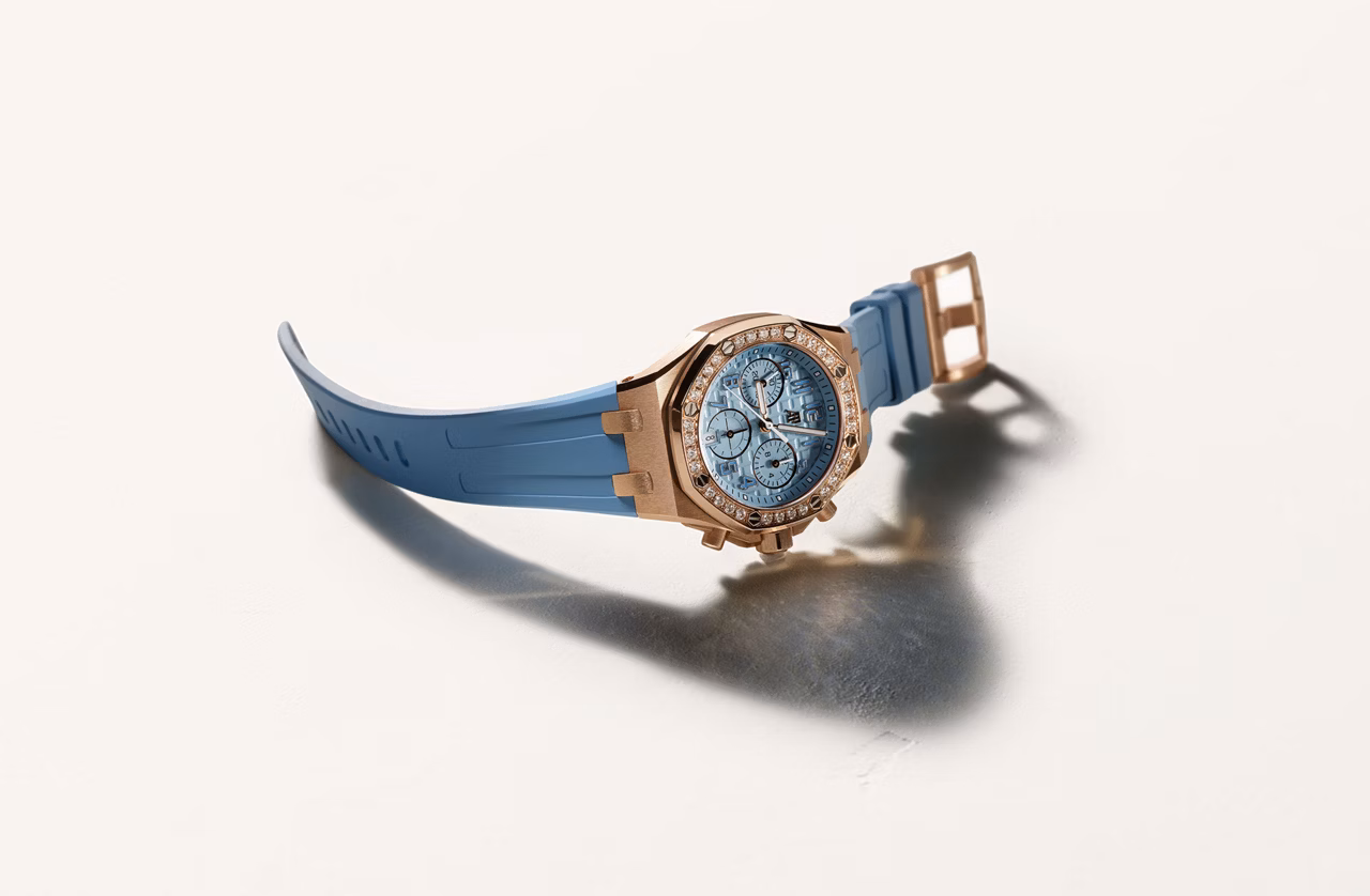 Close up of a Royal Oak Offshore watch.