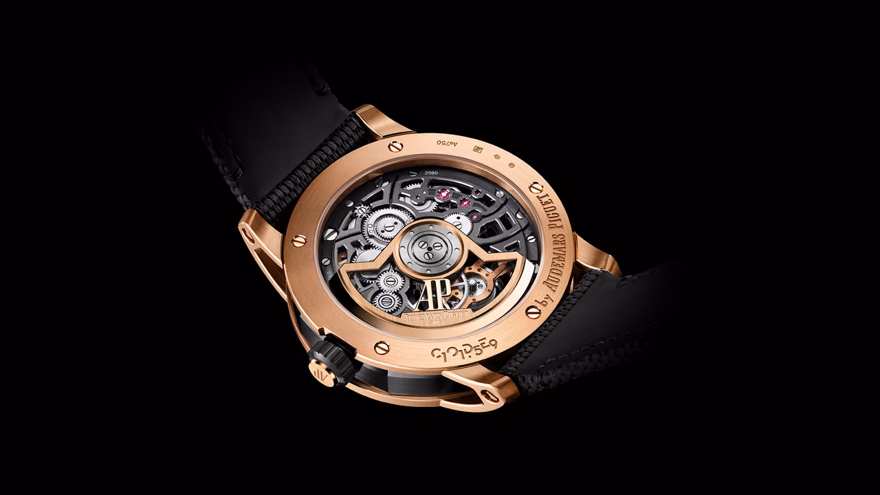 Close up of the Code 11.59 by Audemars Piguet backcase.