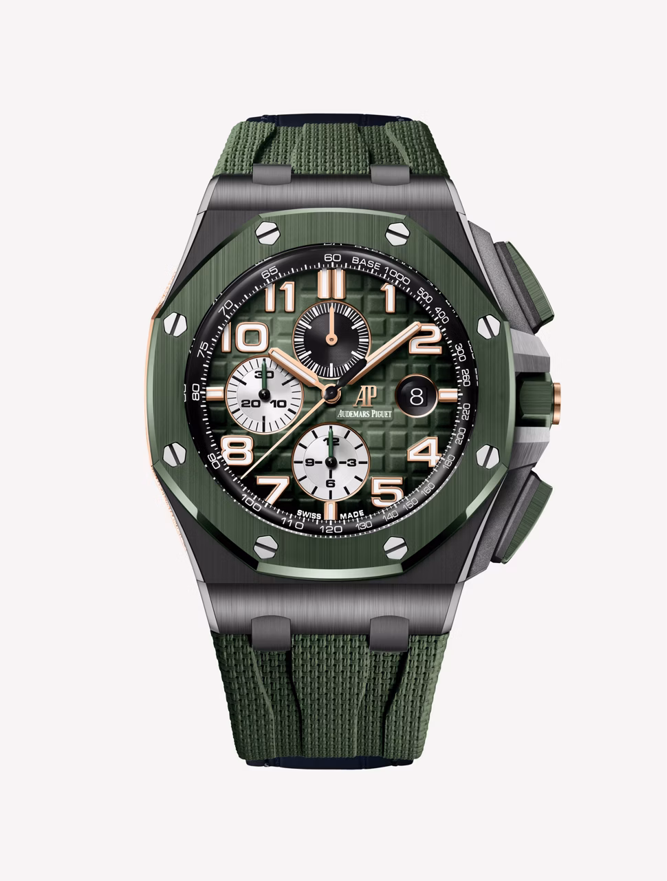 Vista de cerca de un reloj Royal Oak Offshore Cronógrafo Automático.