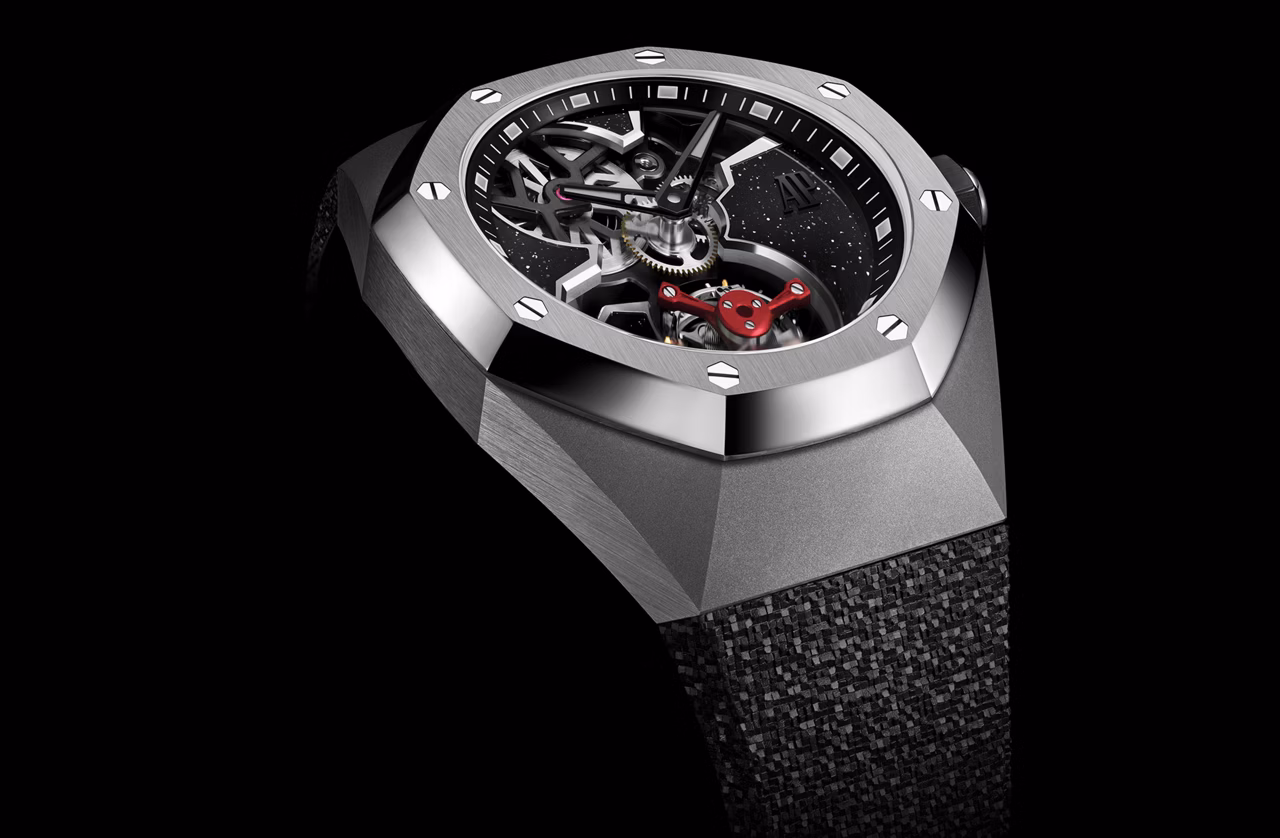 Vista de cerca de un reloj Royal Oak Concept