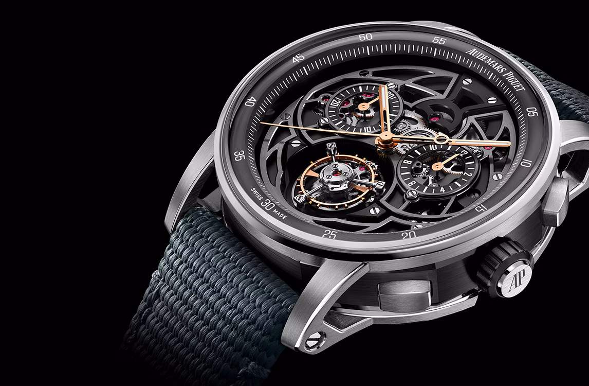 Primo piano di un orologio Code 11.59 by Audemars Piguet.