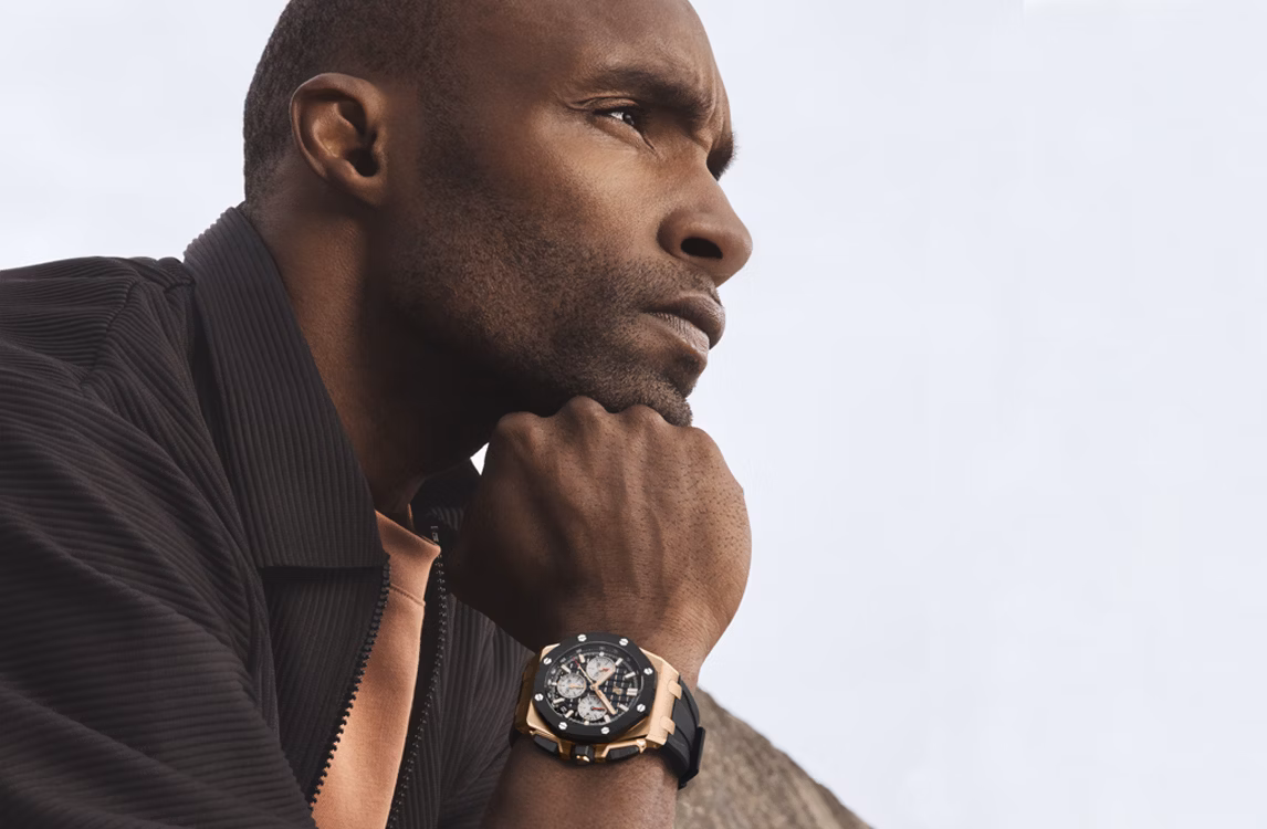 Freerunner Sébastien Foucan mit einer Royal Oak Offshore Chronograph Automatik.