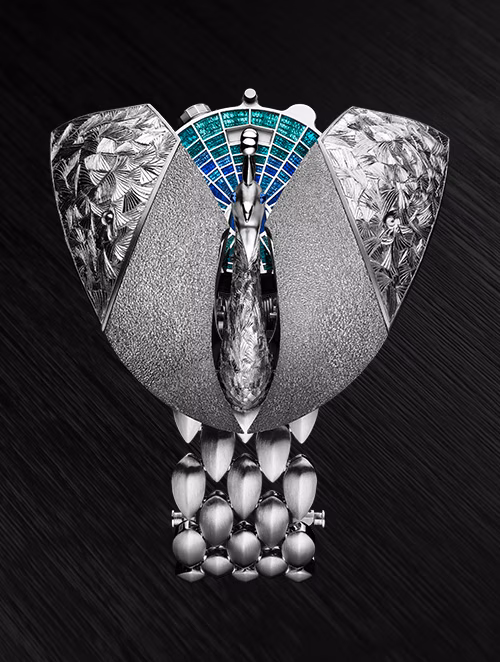 Close-up of an Établisseurs watch.