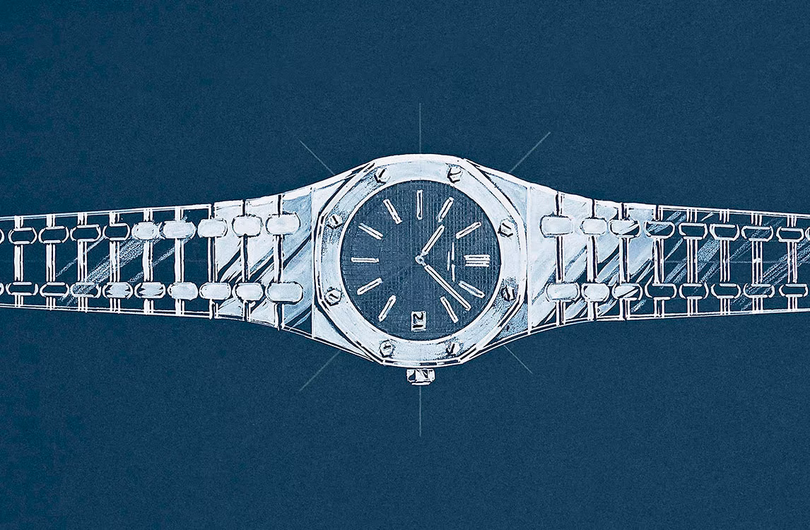 Vista de cerca de un reloj Royal Oak