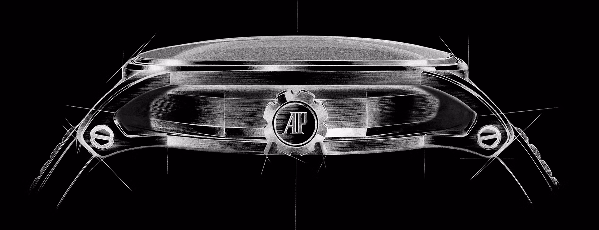 Drawing of the silhouette of the Code 11.59 by Audemars Piguet watch. 