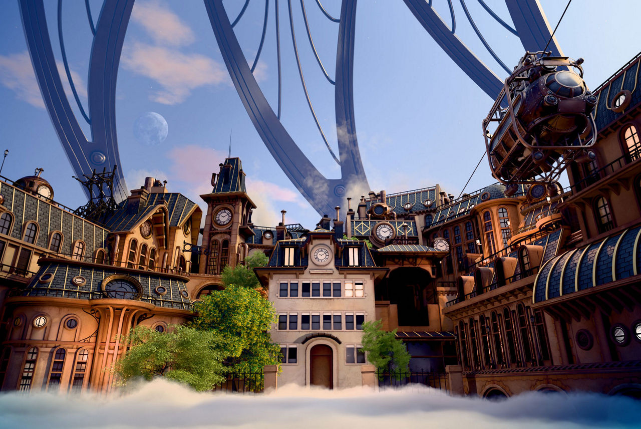 Représentation d'une expérience de réalité virtuelle.