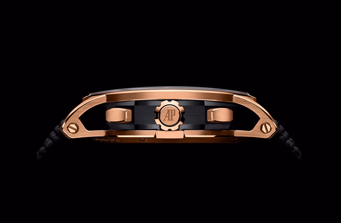 Close up of a Code 11.59 by Audemars Piguet Selfwinding Chronograph watch.