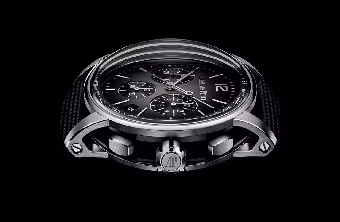 Close up of a Code 11.59 by Audemars Piguet Selfwinding Chronograph watch.