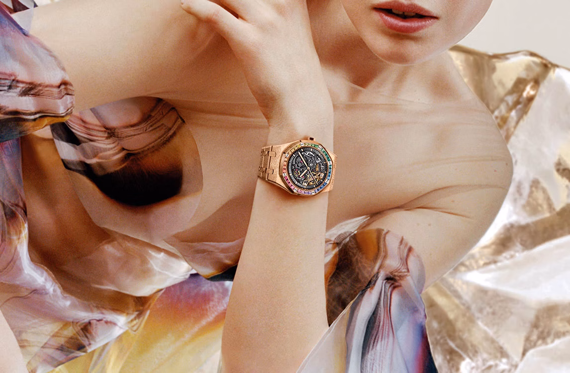 A model wearing a Royal Oak watch.