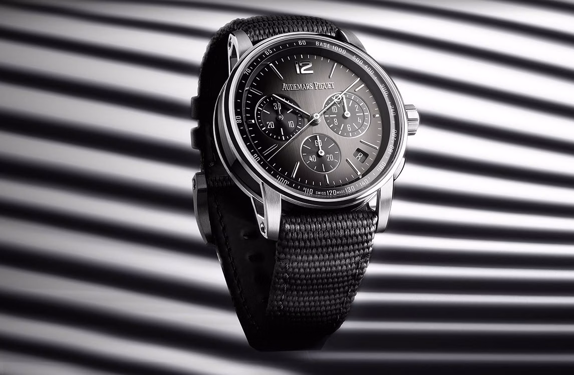 Close up of a Code 11.59 by Audemars Piguet watch.