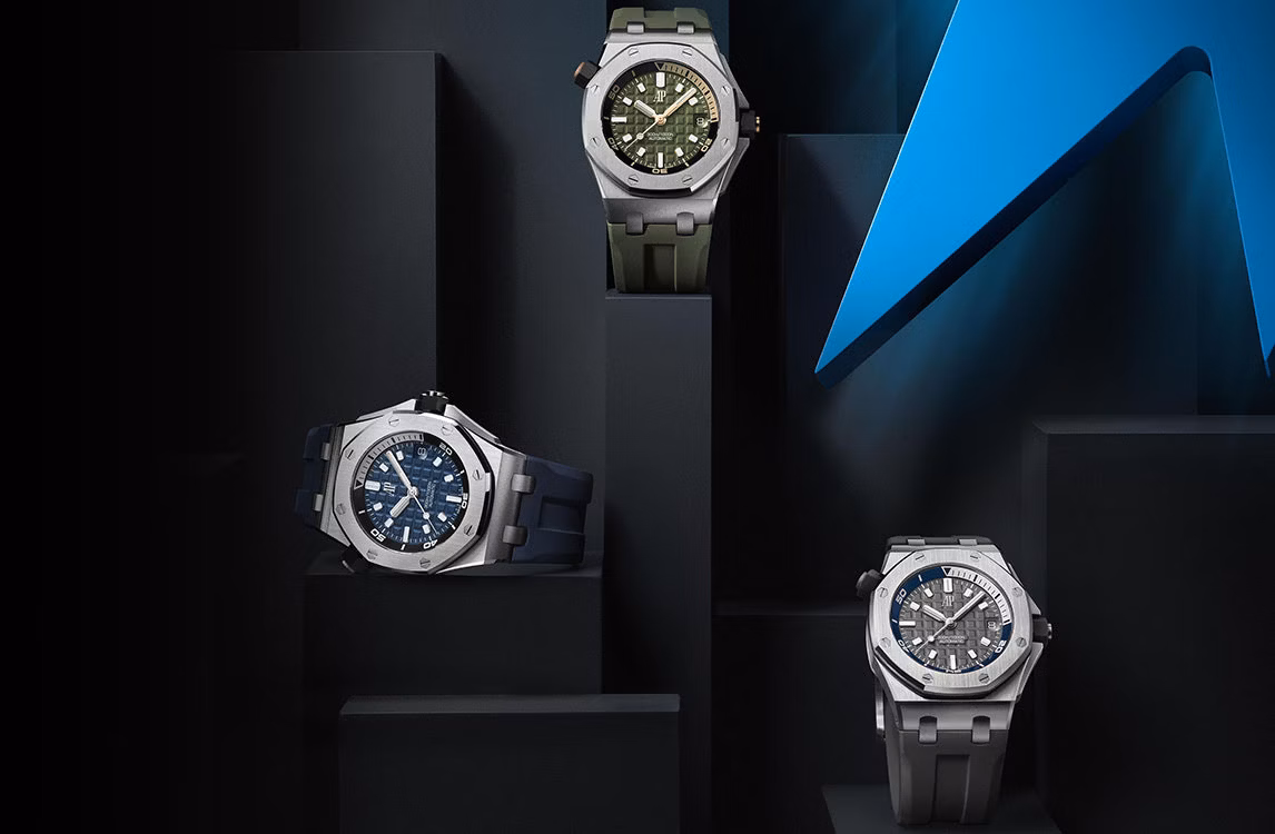 Close up of a Royal Oak Offshore watch.