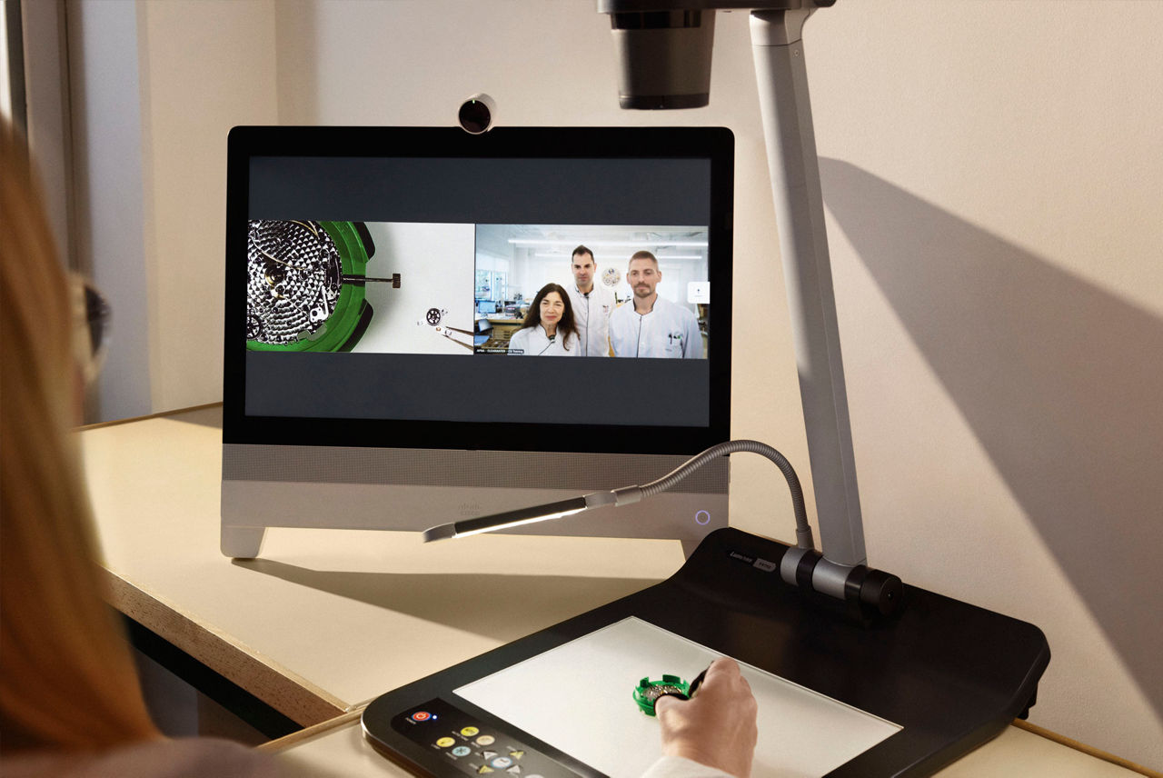A tourbillon being assembled by a watchmaker.