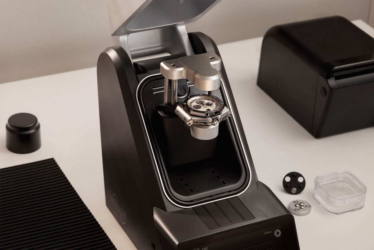 Someone winding a Royal Oak watch.