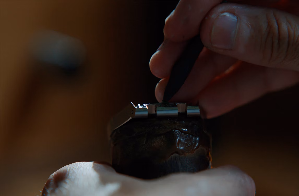 A Royal Oak Selfwinding watch being assembled by a watchmaker.