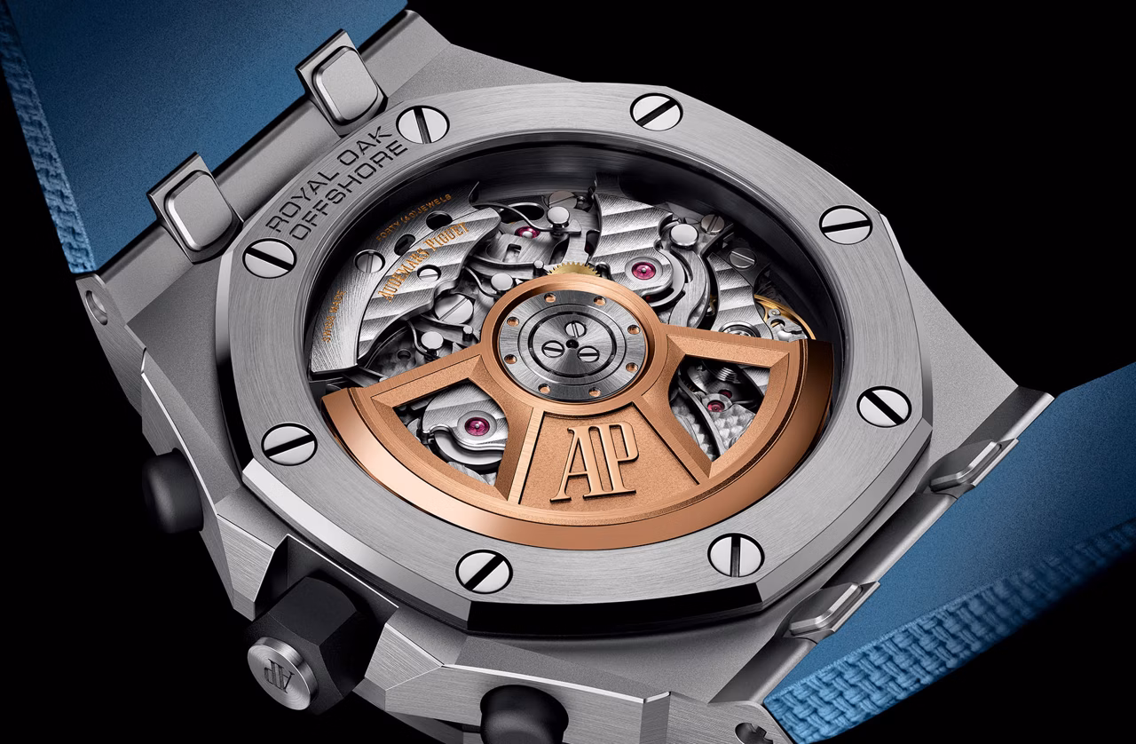 Close up of a Royal Oak Offshore backcase.