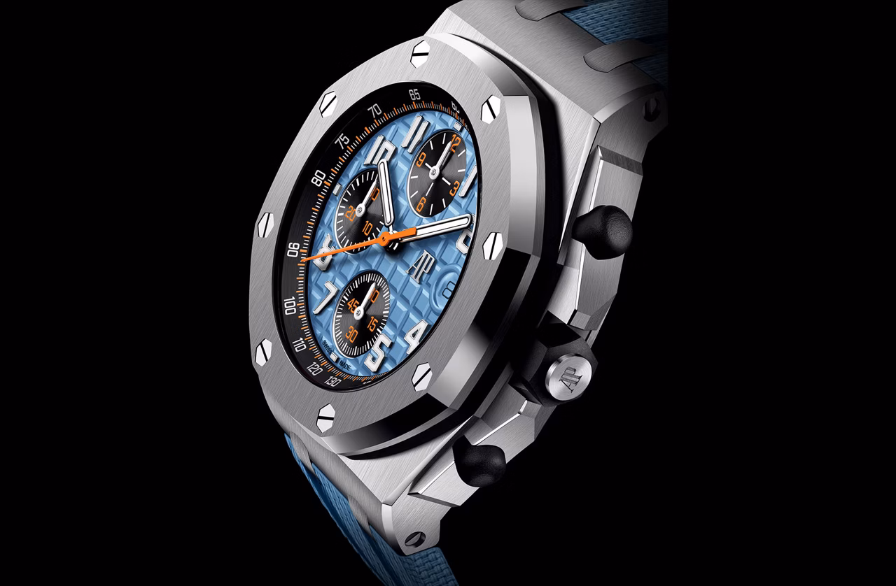 Close up of a Royal Oak Offshore watch.