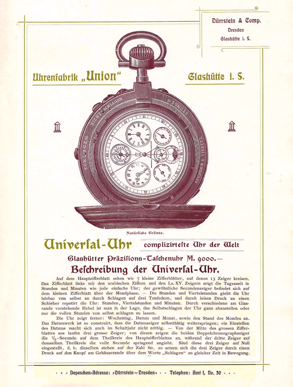 Archivio pubblicitario dell’orologio da tasca Universelle.