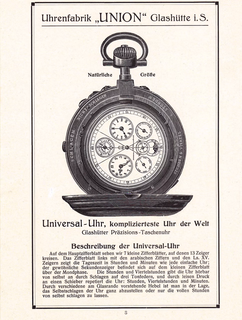 Archivio pubblicitario dell’orologio da tasca Universelle.