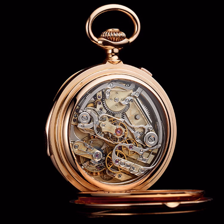 Pocket watch with a visible mechanism