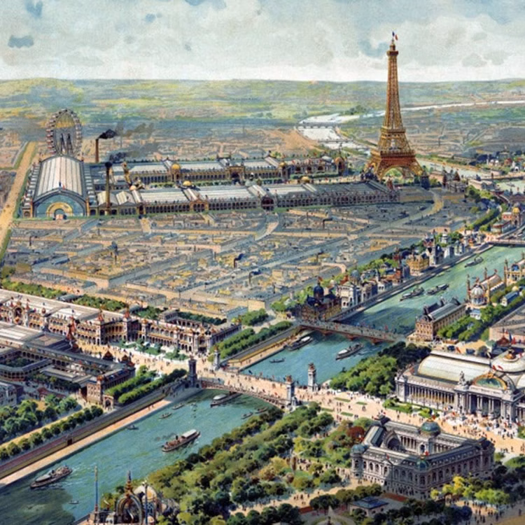 Postcard of the Universal Exhibition in 1899 in Paris.